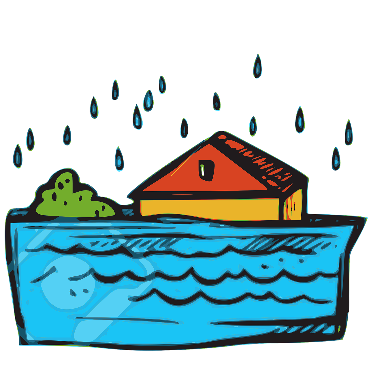 Flooded house graphic
